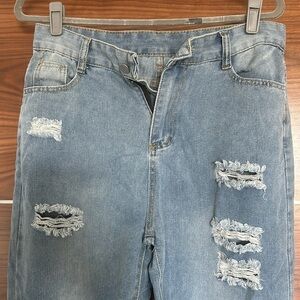 Raw Hem Distressed Jeans - Large